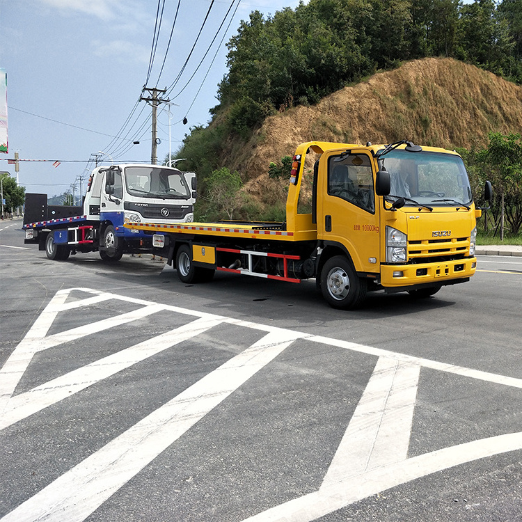 5 Ton 4HK1 Engine Flatbed Recovery Rollback Wrecker Bed Road Rescue Wrecker Tow Truck for Sale Japan Manual Car Crane EURO 5 6+1