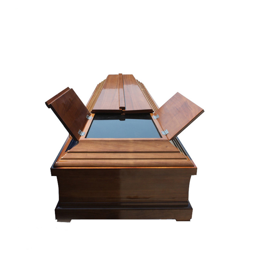 JS-E046 Funeral products wooden glass coffin