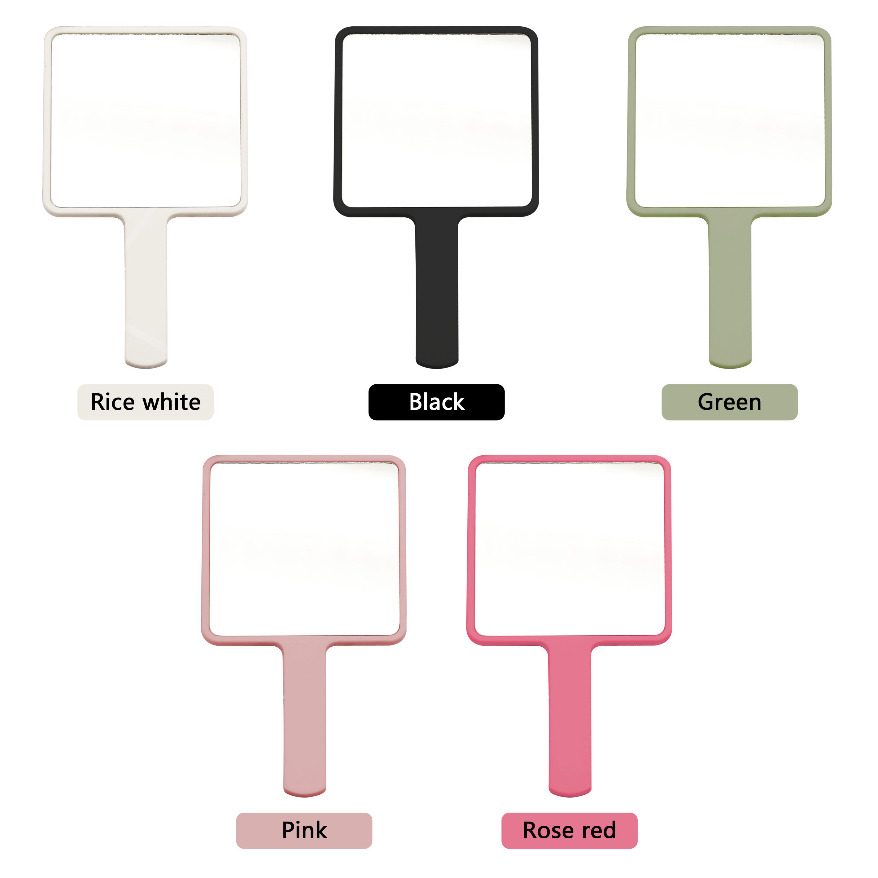 Plastic One Side Square Mirror Personalized Custom LOGO UV Printing Long Hand Cosmetic Makeup Handheld Mirror