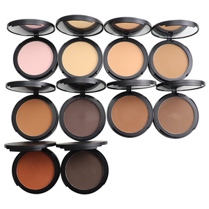 Private Label 5g Waterproof Pressed Powder Foundation Dark Skin Tone Whitening Matte Finish Bronzer Compact Sun Face Makeup