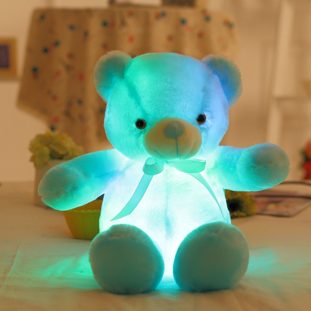 Led teddy bear 30CM plush teddy bear stuffed animal colorful plushie toy peluches light up LED teddy bear for Valentine