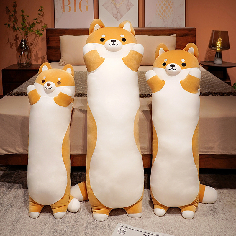 Soft customized long body corgi plush pillow cat dog shape soft stuffed hugging plush pillows