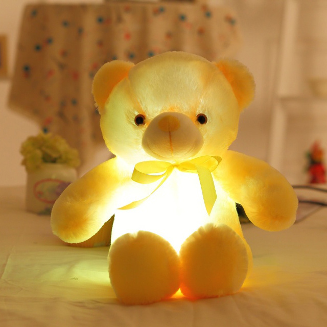 Led teddy bear 30CM plush teddy bear stuffed animal colorful plushie toy peluches light up LED teddy bear for Valentine