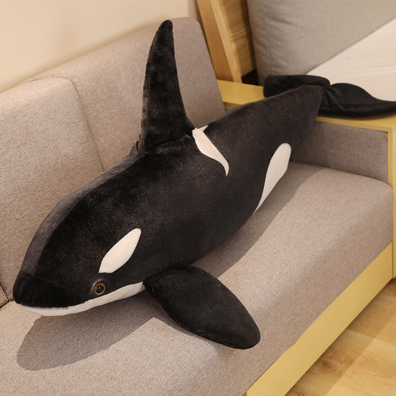 Stuffed Sea Animal Whale Pillow Simulation Black and White Whale Sea Animal Plush Toy