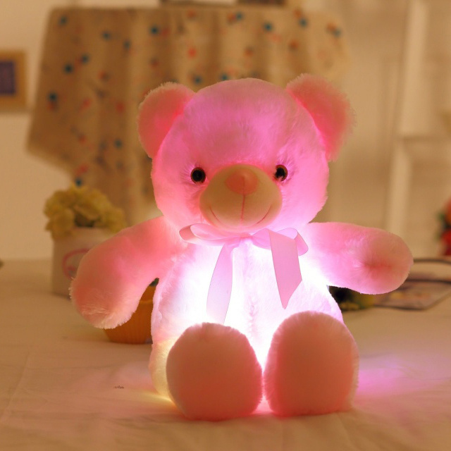 Led teddy bear 30CM plush teddy bear stuffed animal colorful plushie toy peluches light up LED teddy bear for Valentine