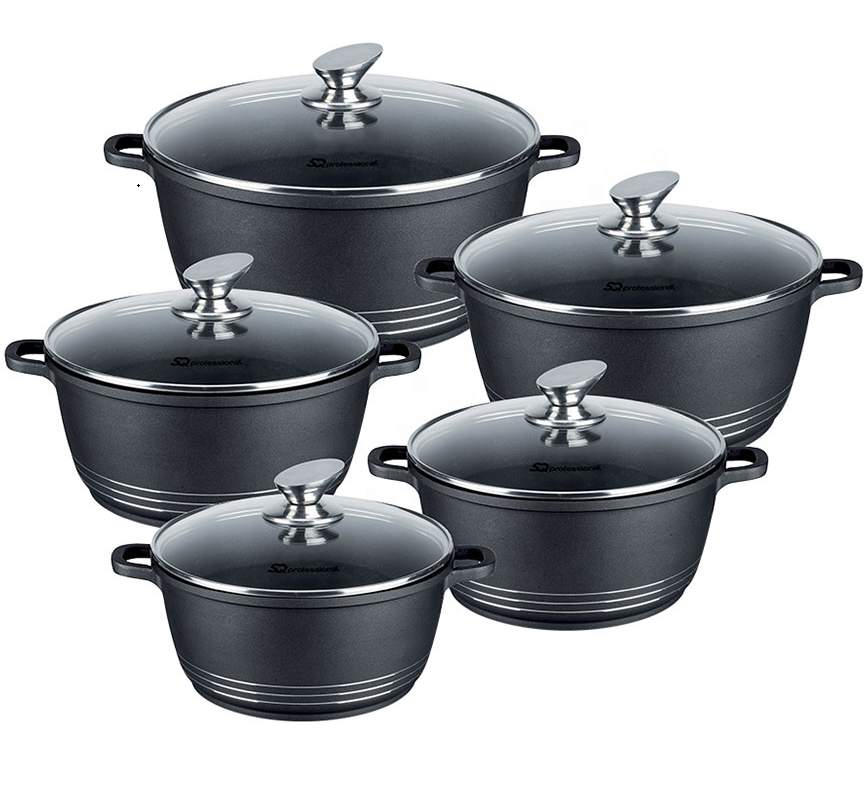 10pcs nonstick aluminum italy DESSINI cookware sets/cooking pot set with stainless steel handle