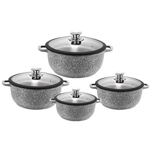 Hoarbar 8pcs Die Casting Aluminum Kitchen Wear Cooking Pots Non Stick Ceramic Marble Cookware Set With Silicone Cover