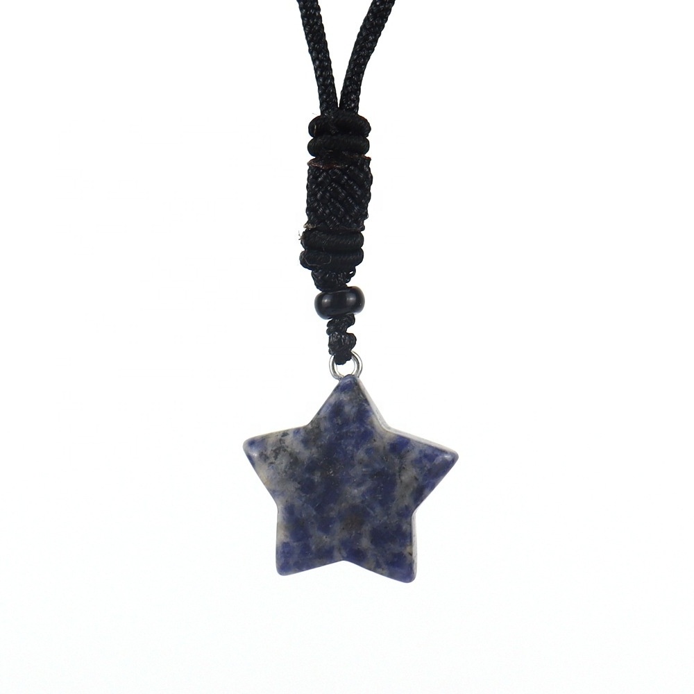 Wholesale natural tiger eye powder, cyan gold, obsidian, all kinds of Hand Carved Crystal Star Pendant