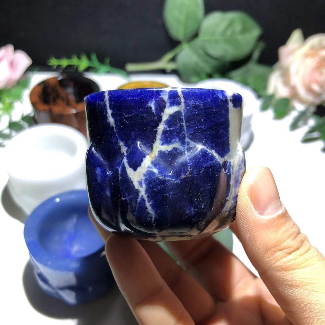 Natural Stone Crystal Cup Hand Carved Crystal Crafts  Clear Quartz amethyst Tea Cup For Gift