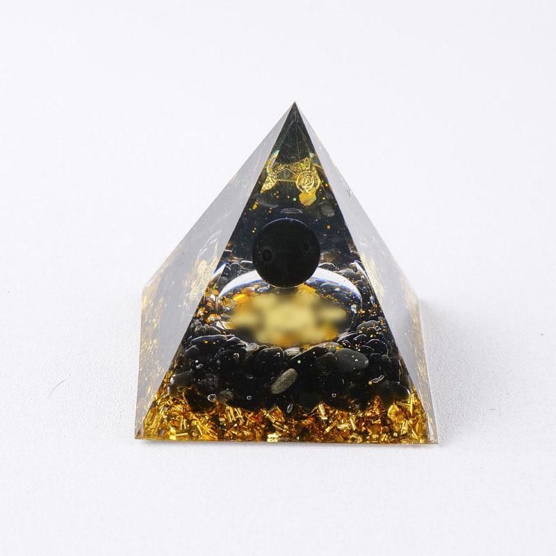 Colorful Coloured Glaze Crystal Gravel Pyramid Amethyst Ball Spirit Healing Orgone Pyramids Energy Generator