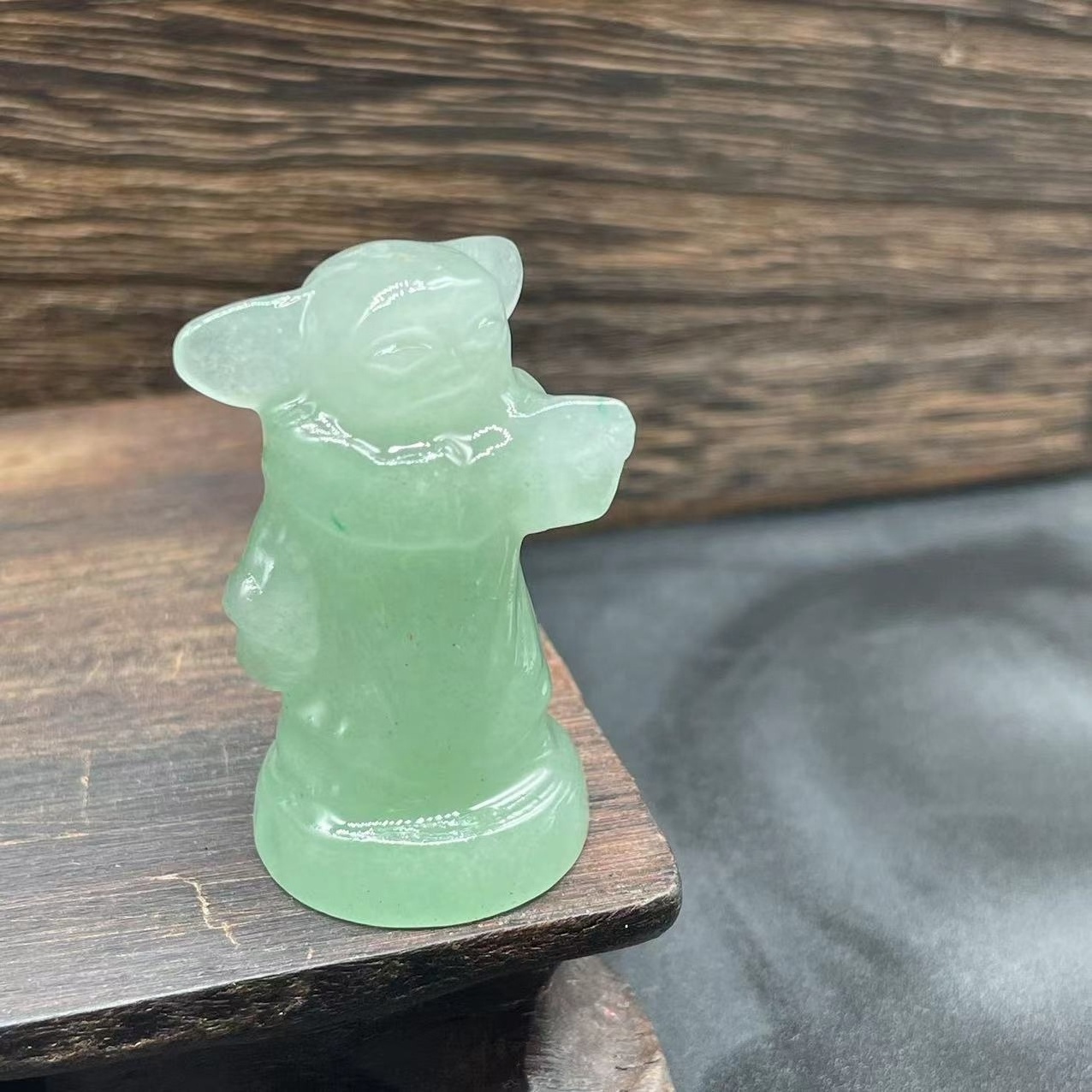 Green Aventurine Crystal Carving Wholesale India Green Aventurine Rough Hand-carved Baby Yoda Statue