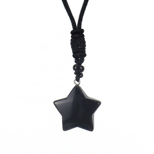 Wholesale natural tiger eye powder, cyan gold, obsidian, all kinds of Hand Carved Crystal Star Pendant