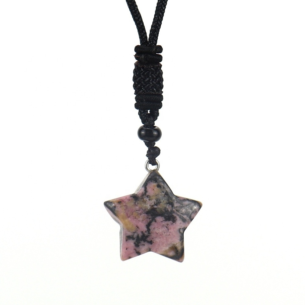 Wholesale natural tiger eye powder, cyan gold, obsidian, all kinds of Hand Carved Crystal Star Pendant