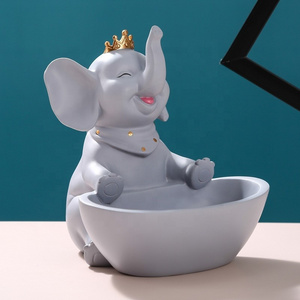 native design resin craft pink grey Elephant Figurines Statue Office Desk Decoration storage box