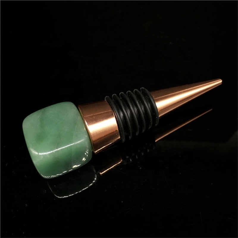 New arrivals natural gemstones bottle stopper rose quartz crystal cube red wine bottle stoppers