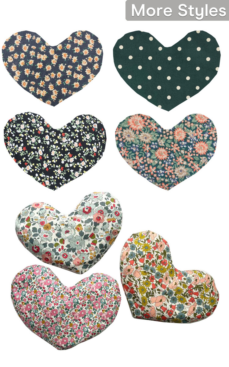 Printed cotton fabric heart shape heated eye pillow microwave eye mask with wheat and lavender