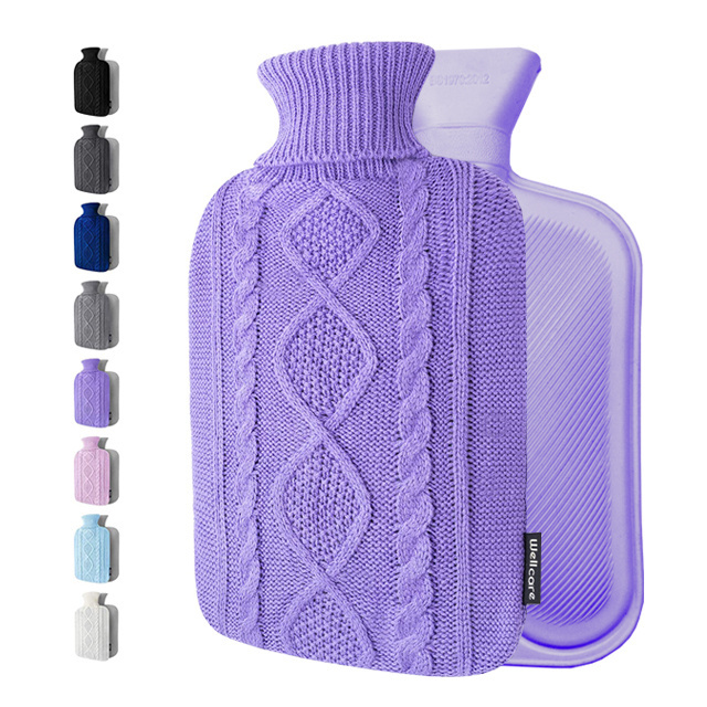 2L rubber hot water bag Cheapest hot water bottle with super soft plush cover high capacity rubber hot water bottle