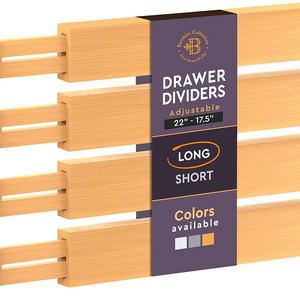 Bamboo Drawer Dividers Organizer with 6 Extra Mini Inserts Cutlery Organizer