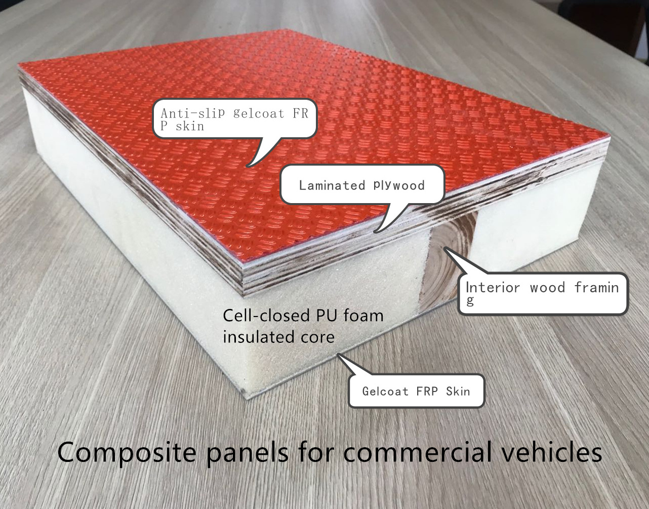 FRP/plywood/ XPS foam composite panel  floor panel  FRP Sandwich Panels for RV Floor