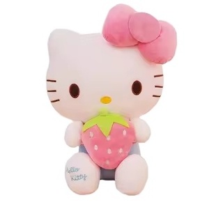 kids cute cartoon kt Kitty Stuffed lovely soft plush doll kawaii pink strawberry pink cat plush stuffed cat plush toy