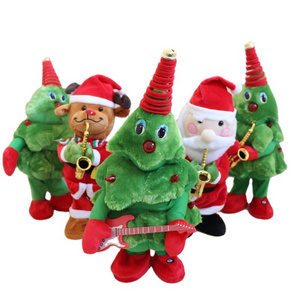 singing and dancing christmas tree toy christmas deer dancing santa claus light singing recording santa claus dancing toy