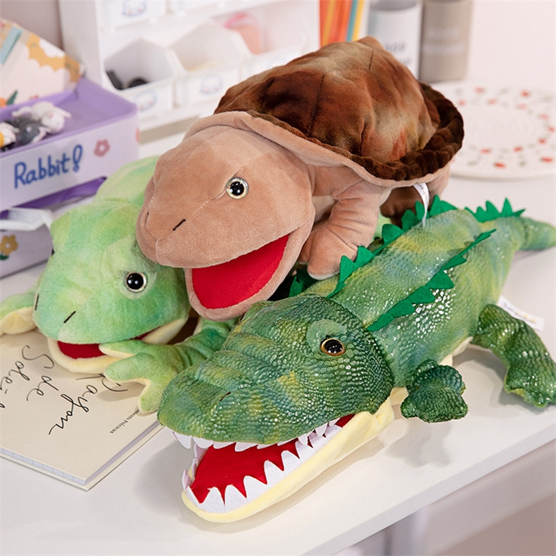 New arrived stuffed Amphibians toys frog lizard snake crocodile hand puppet hand puppet frog cute animals plush hand puppets