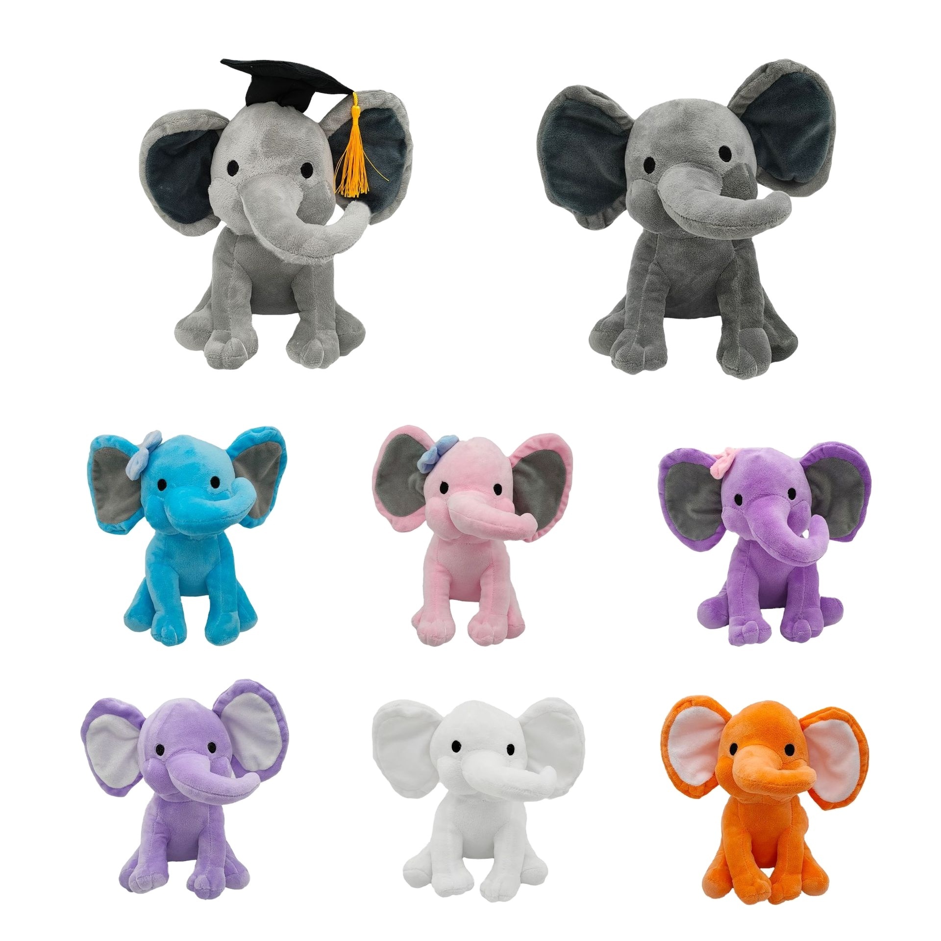 Wholesale Promotional Animal Toy Grey Baby Plush Elephant Toy with Big Ears christmas Elephant Plush Pillow soft toy elephant