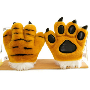 Zoo Simulation plush Tiger Paw plush Gloves Cosplay Animal Stuffed lion panda Tiger Paw Gloves paw shaped toy plush gift