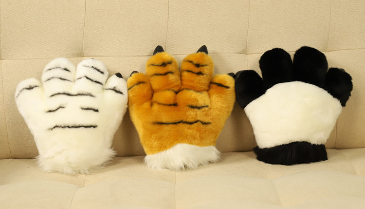 Zoo Simulation plush Tiger Paw plush Gloves Cosplay Animal Stuffed lion panda Tiger Paw Gloves paw shaped toy plush gift