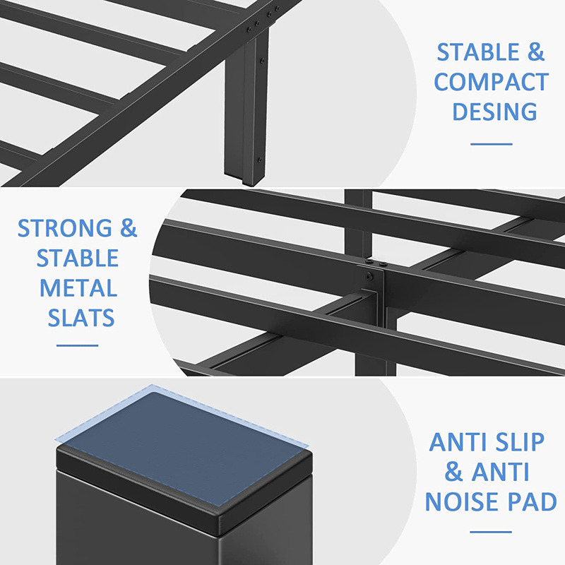 High Quality Full Bed Frames with Headboard & Footboard 14 Inch Sturdy Metal Platform Bed Frame for Adults