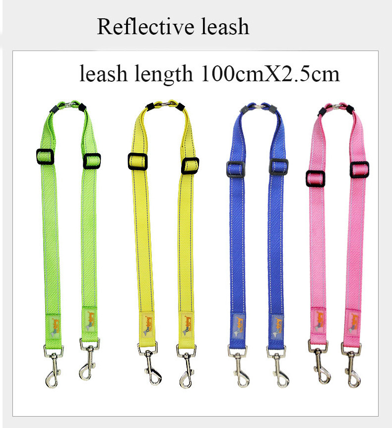 wholesale  dog  pet reflective leash double lead one drag two multi functional  dog leash