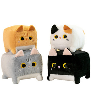 New design lovely Square cat plush toys Tiny cute square kitten Children's play soft big eyes cat animal plush toys