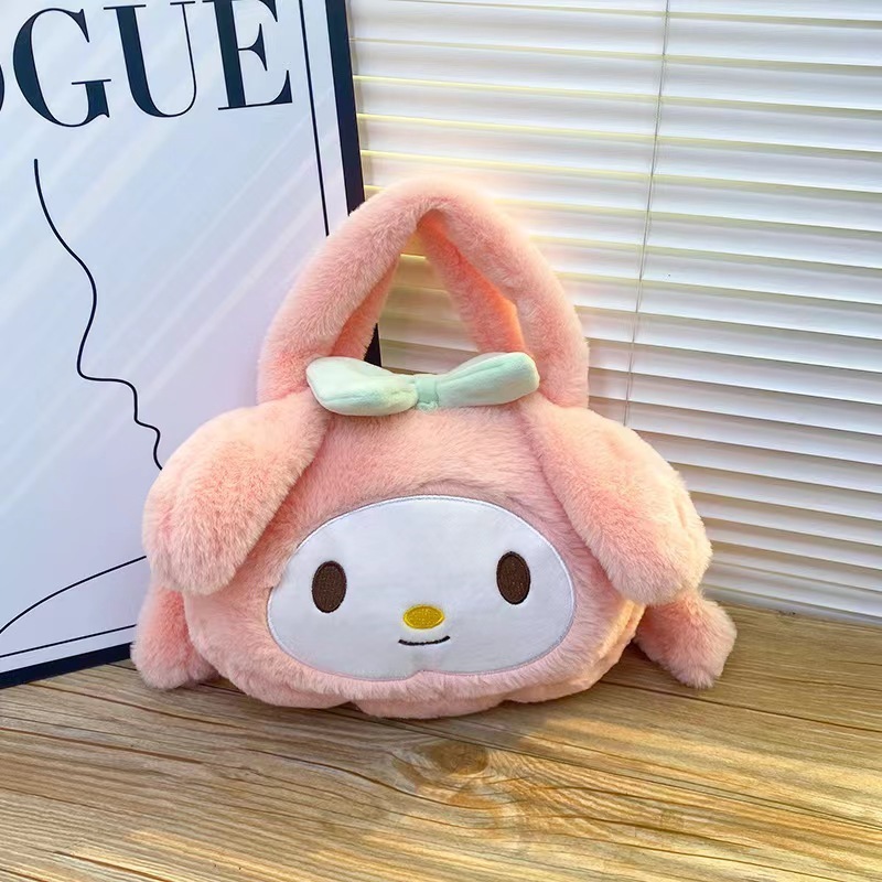 New San Liou Handbag Doll Plush One Shoulder Bag for Girls High Capacity Cute Kuromi Handbag