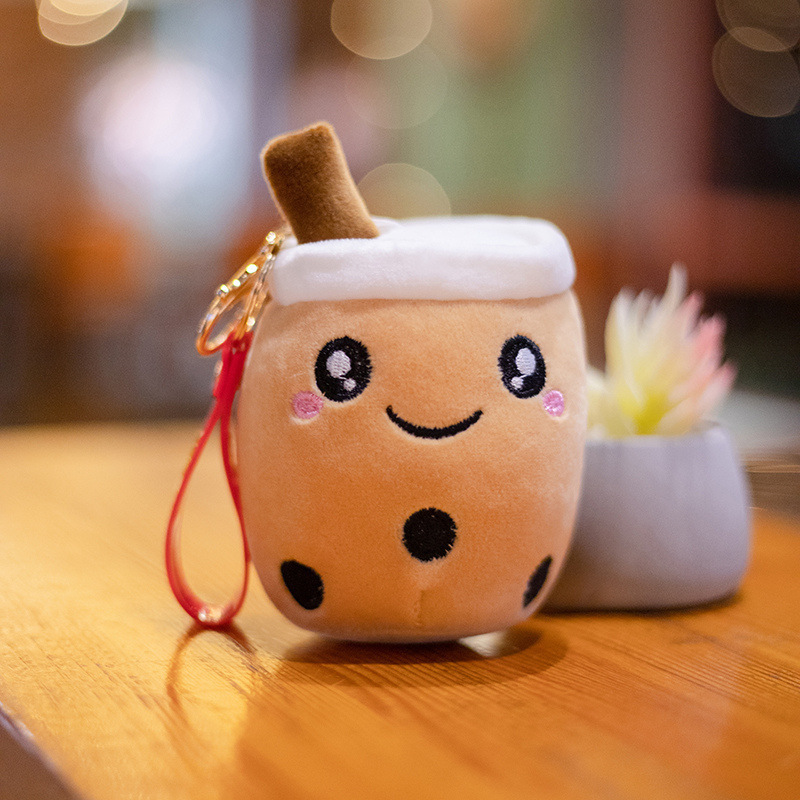 New Custom Emotion Boba Keychains Plush Milk Tea Coffee Cup Toys Cute Boba Keychains Stuffed Boba