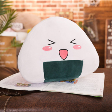 Kawaii Soft Rice Ball Japan Sushi Cartoon Design Plush Animal Travel Pillow Hand Warmer Cushion Stuffed Toy Simulation Food