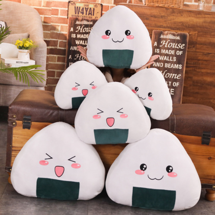 Kawaii Soft Rice Ball Japan Sushi Cartoon Design Plush Animal Travel Pillow Hand Warmer Cushion Stuffed Toy Simulation Food