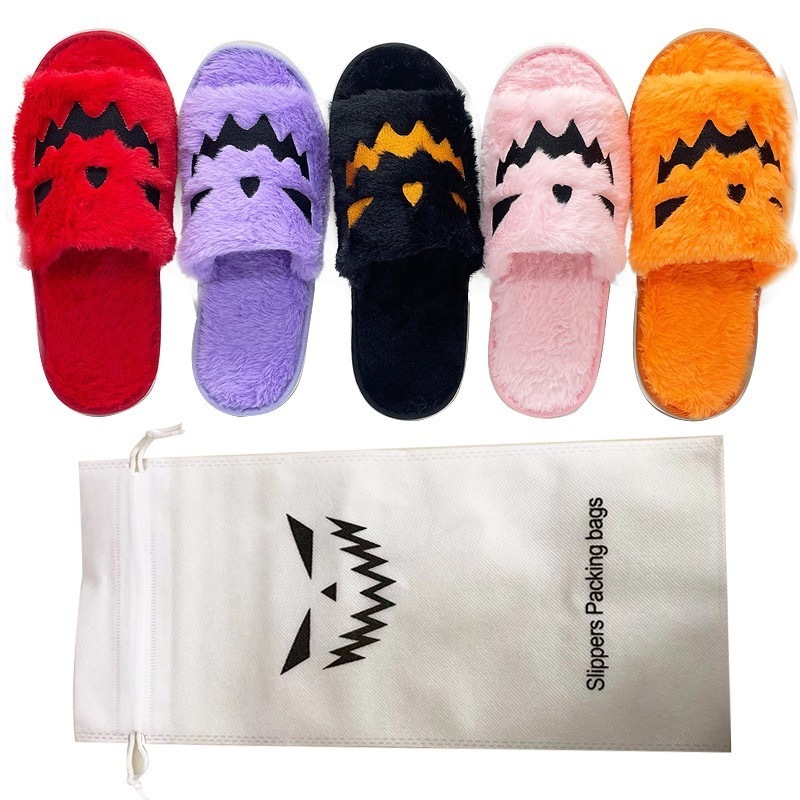 Wholesale custom plush logo pumpkin slippers one size fur bedroom animal indoor house  slipper Pumpkin  slipper