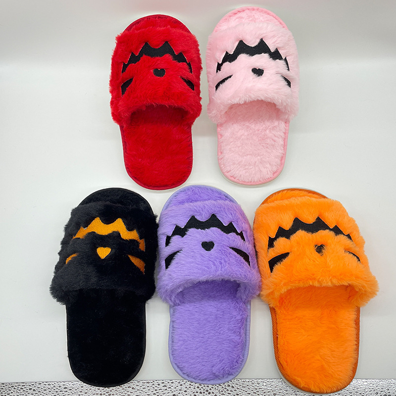 Wholesale custom plush logo pumpkin slippers one size fur bedroom animal indoor house  slipper Pumpkin  slipper