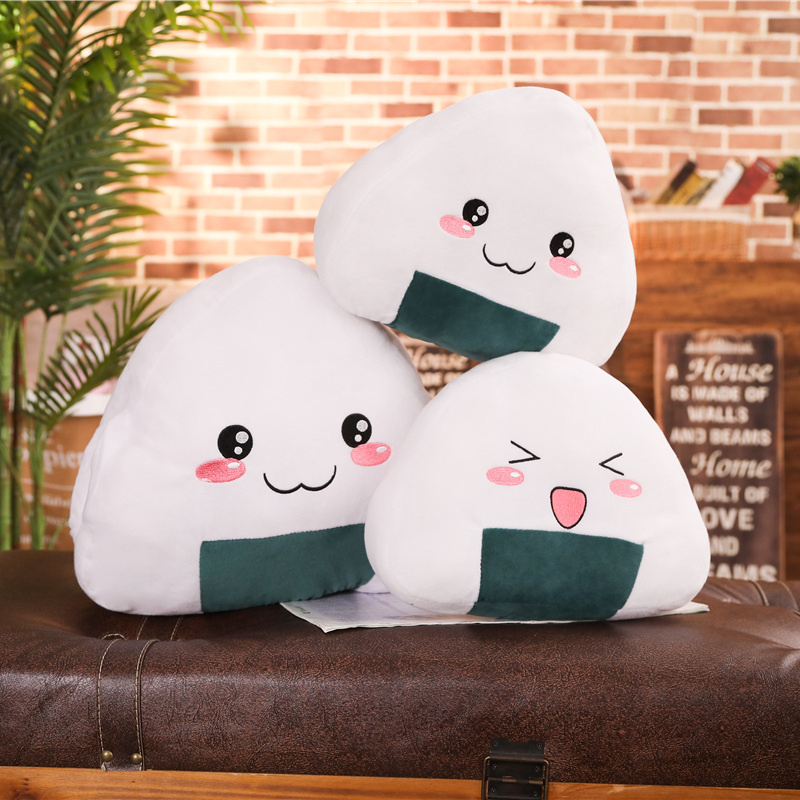 Kawaii Soft Rice Ball Japan Sushi Cartoon Design Plush Animal Travel Pillow Hand Warmer Cushion Stuffed Toy Simulation Food