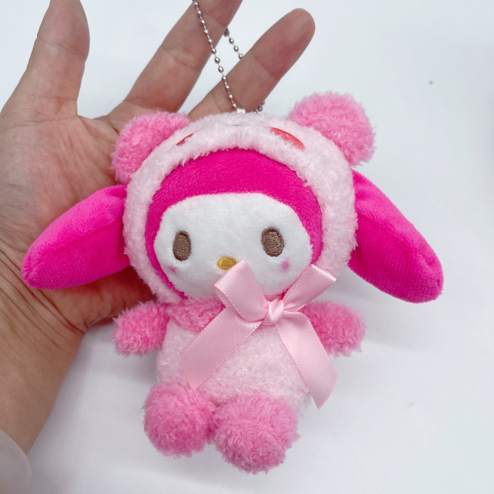 10cm Kuromi My Melody Cat PC Dog Keychain Anime Plush Figure Pendant Accessories Cute Animals Toys