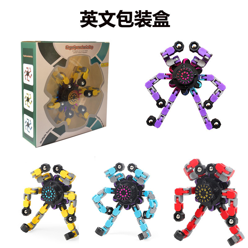 Funny Finger Chain Robot Toy Deformed Mechanical Spiral Twister Creative Fidget Spinner for Kids Adults