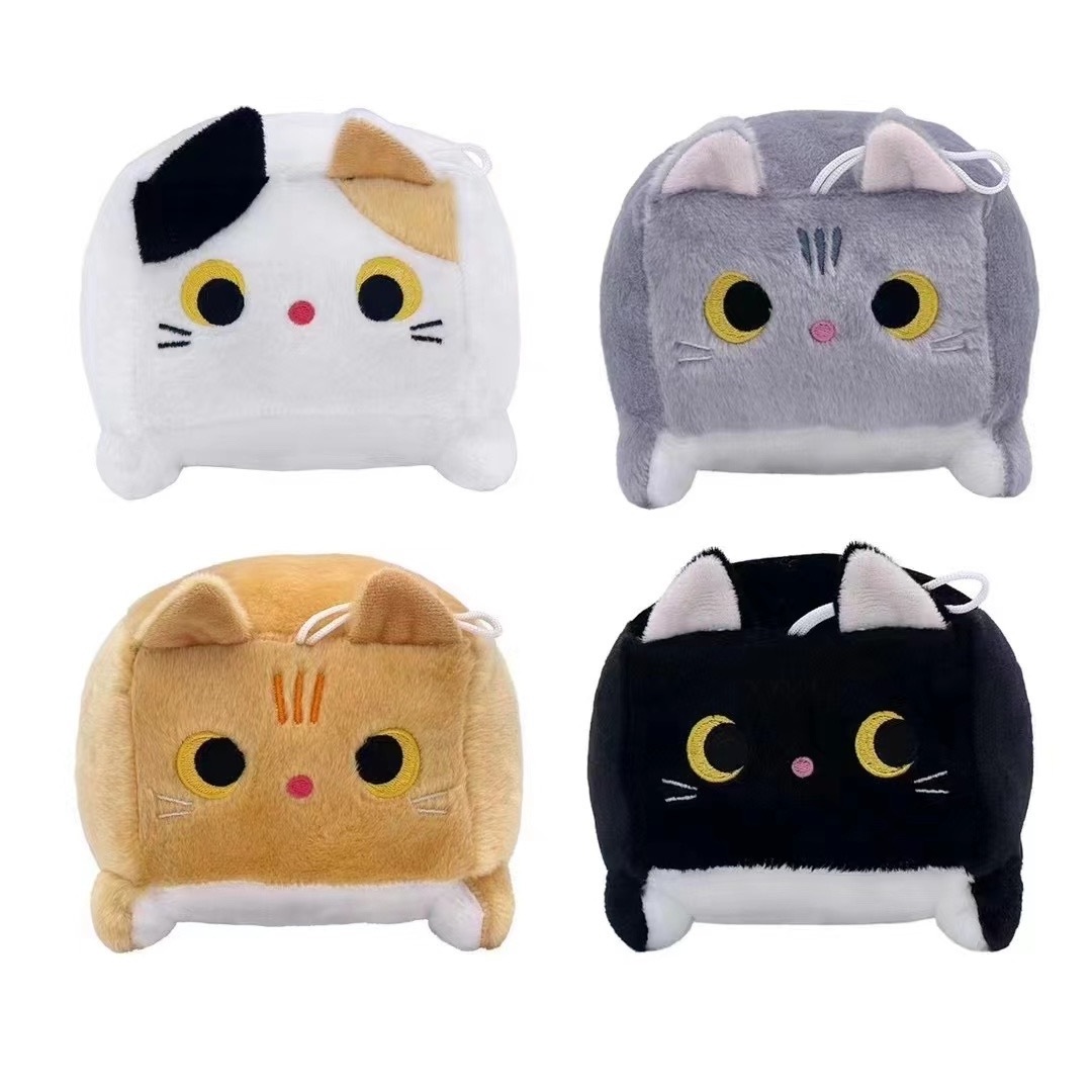 New design lovely Square cat plush toys Tiny cute square kitten Children's play soft big eyes cat animal plush toys