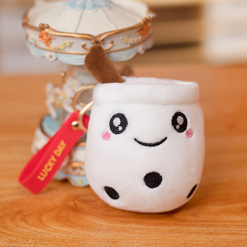 New Custom Emotion Boba Keychains Plush Milk Tea Coffee Cup Toys Cute Boba Keychains Stuffed Boba