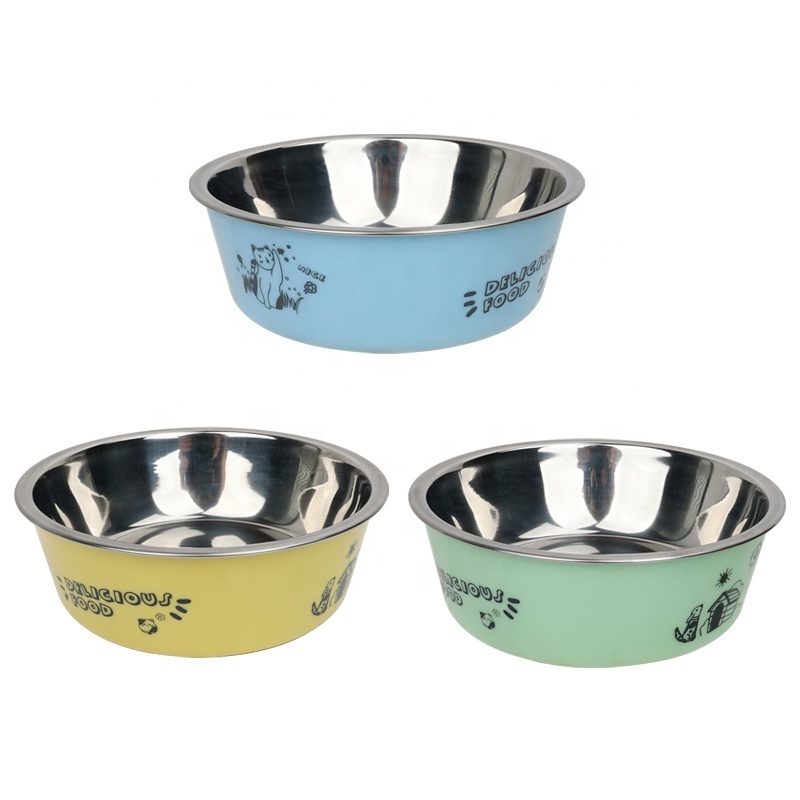 Factory Wholesale Custom Logo Antislip Double Decker Portable Travel Stainless Steel Cat Food Bowl Pet Dog Water Bowl