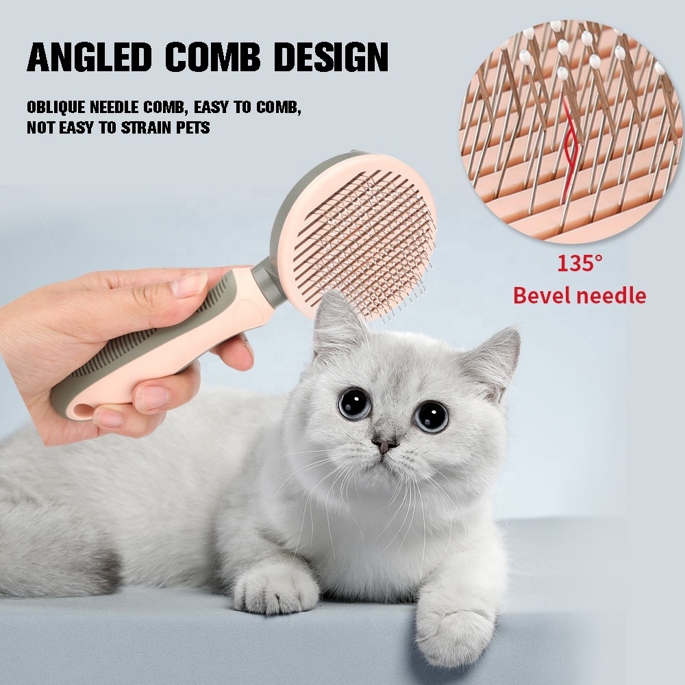 Factory Wholesale LOW MOQ Six Colors Self Cleaning Pet Pin Brush Cat Dog Grooming Slicker Brush