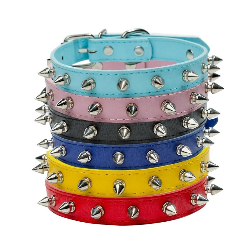 Factory Wholesale Custom Logo Adjustable Breakaway Leather Cat Collar Rivet Pet Dog Collar