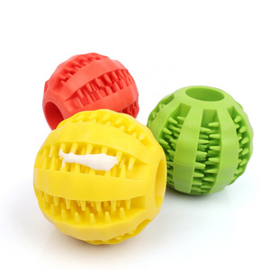 Factory Wholesale Custom Logo Rubber Dog Tooth Chew Toy Interactive Food Dispensing Dog Treat Toy Ball