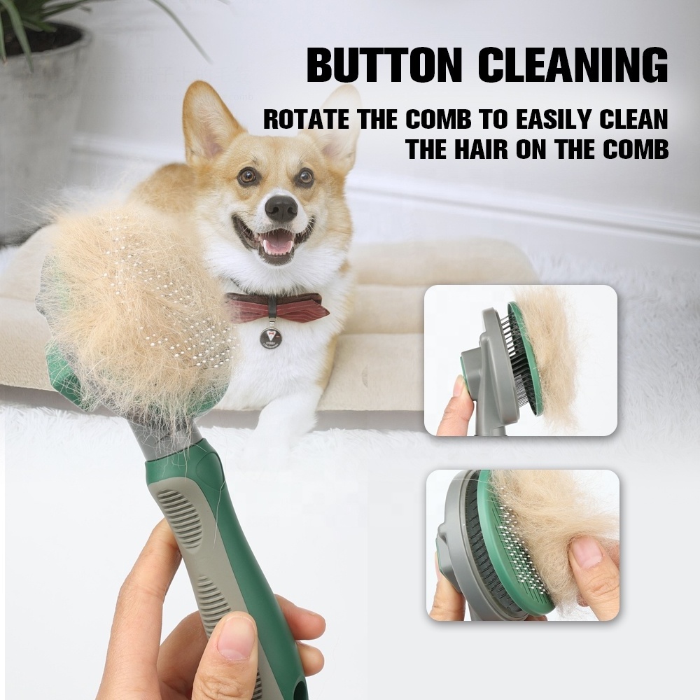 Factory Wholesale LOW MOQ Six Colors Self Cleaning Pet Pin Brush Cat Dog Grooming Slicker Brush