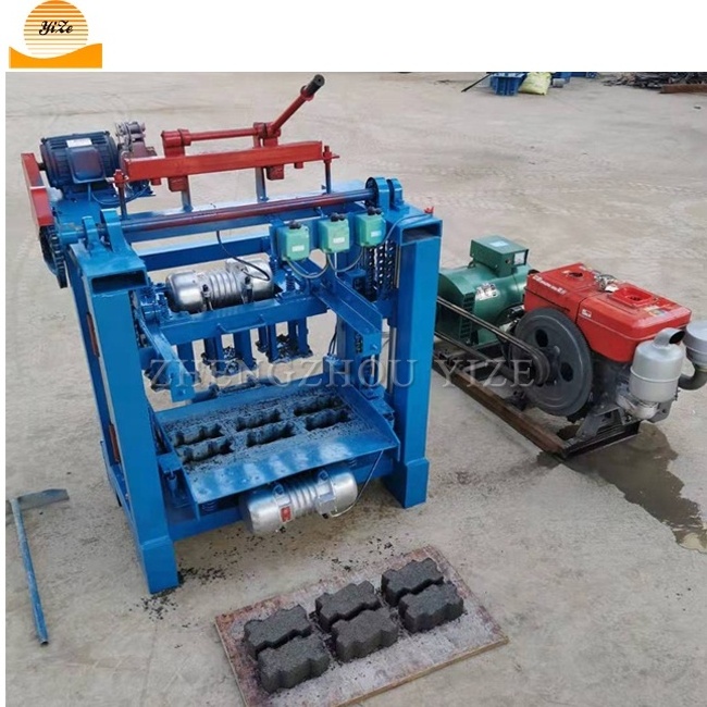 Semi automatic interlocking Vibrating soil cement brick making machinery 4-35 concrete hollow egg laying block making machine