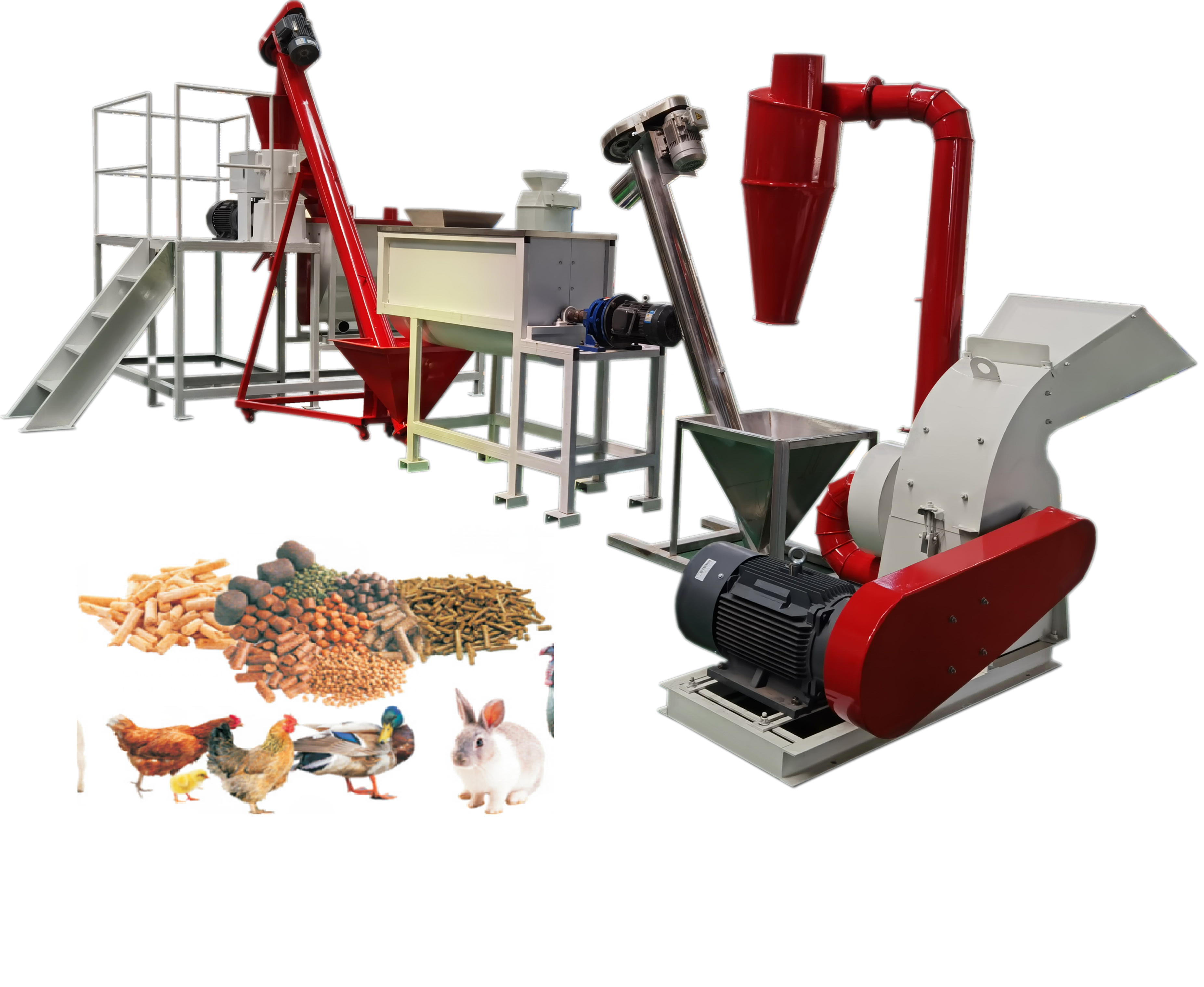 Animal feed production line Chicken Pig Rabbit Dog Food Maker Processing Pelletizer Machines Poultry Feed Pellet Making Machine